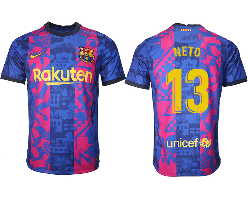 Men 2021-2022 Club Barcelona blue training suit aaa version #13 Soccer Jersey->barcelona jersey->Soccer Club Jersey